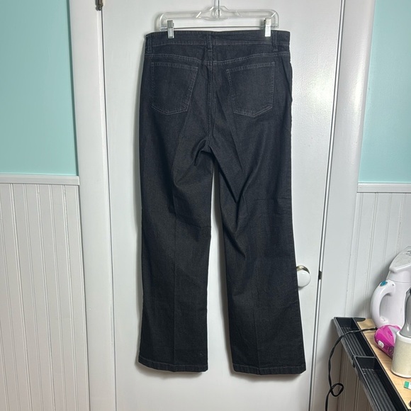 Eileen Fisher Organic Cotton Straight Leg Gray Black Jeans Size 12 - Picture 6 of 14